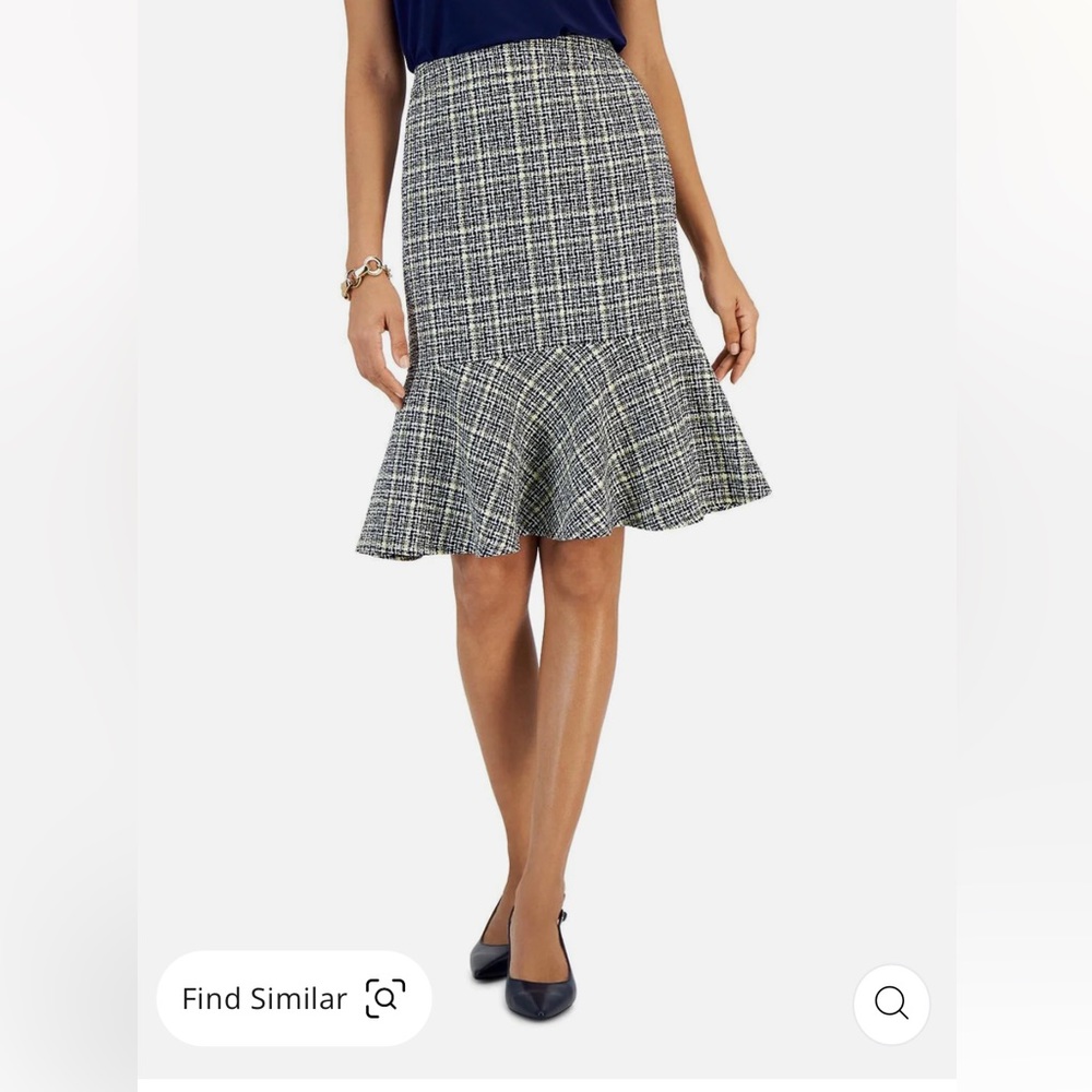 NWT Kasper Tweed Flounce Hem Ruffle Pencil Skirt Pale Yellow Size 4 Women Easter